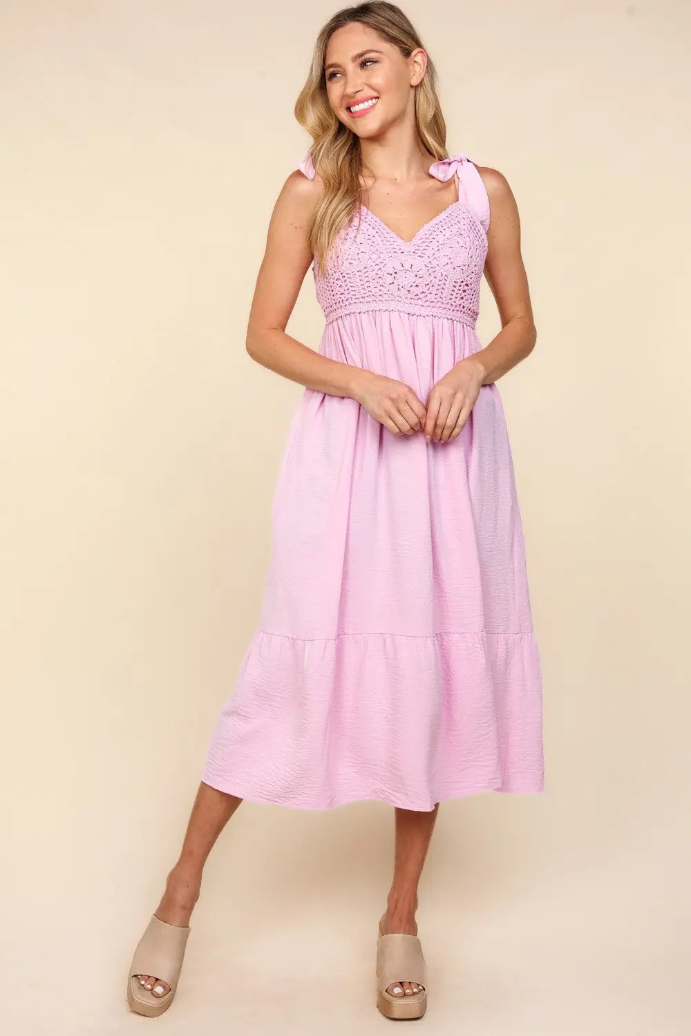 Haptics V-Neck Sleeveless Lace Ruffle Hem Cami Dress  Style Ratio