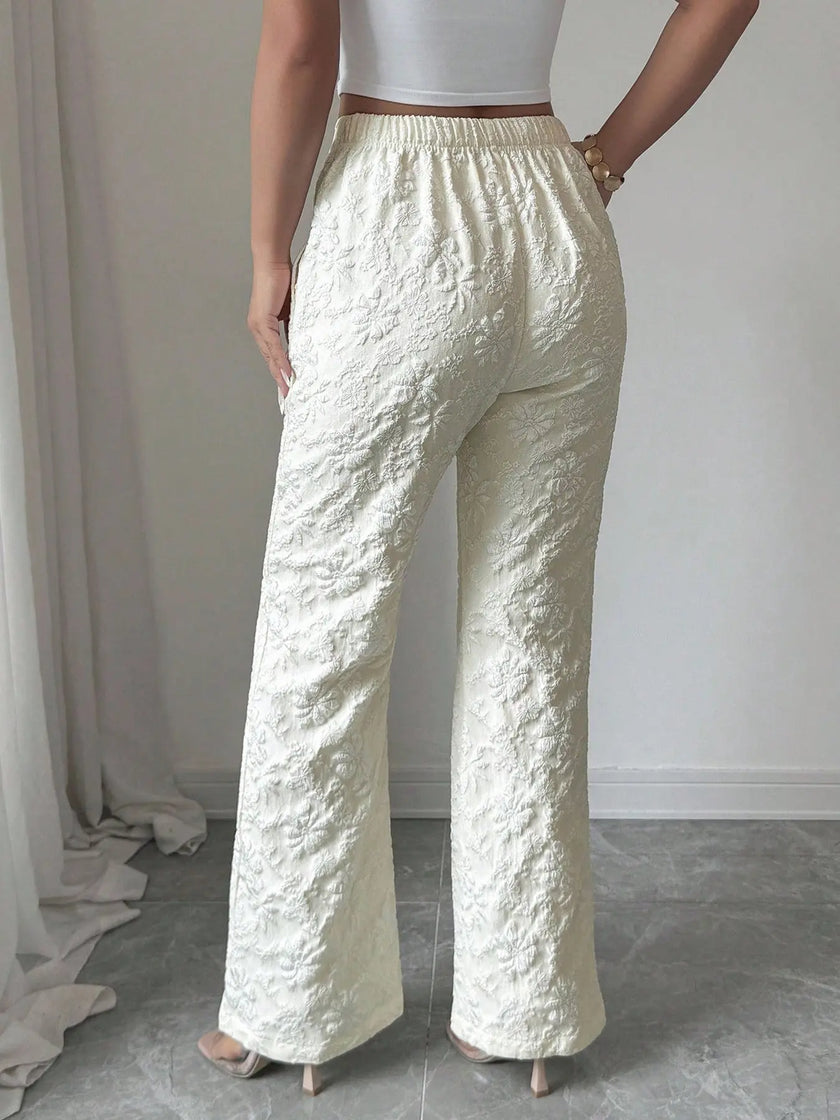Textured High Waist Wide Leg Pants  Style Ratio
