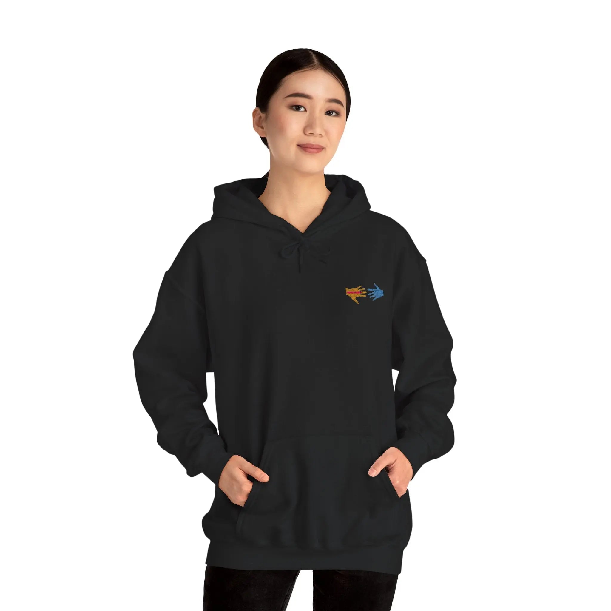Neurospicy: Colorful Hands w/Words & Butterflies Design Hoodie  Style Ratio