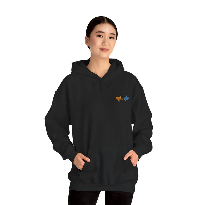Neurospicy: Colorful Hands w/Words & Butterflies Design Hoodie  Style Ratio