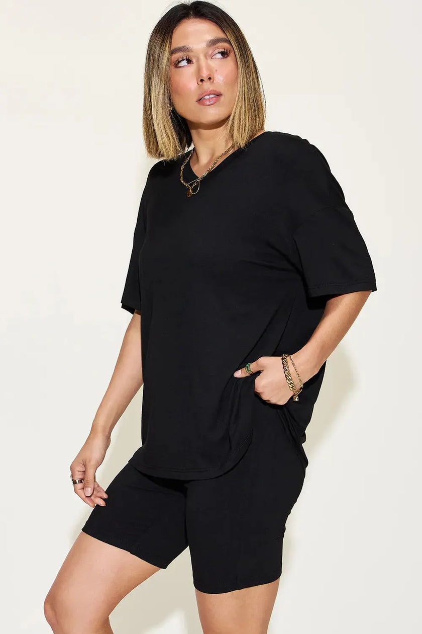 Basic Bae Full Size V-Neck Drop Shoulder Shirt and Shorts Loungewear  Style Ratio