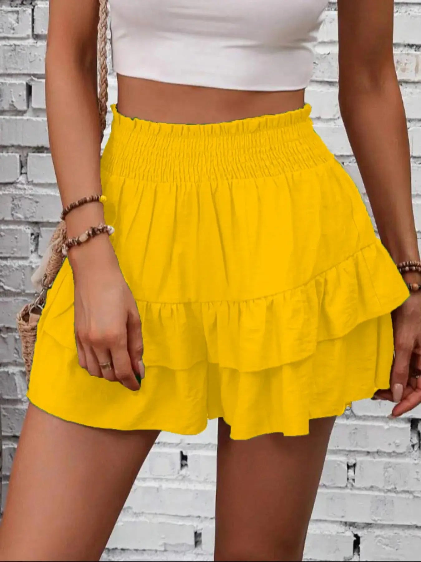 Ruffle Layered High Waist Casual Skort  Style Ratio