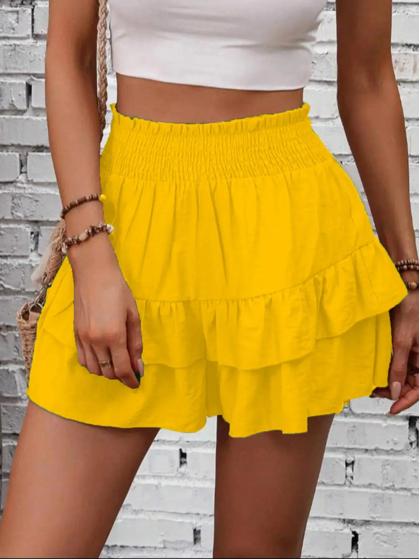 Ruffle Layered High Waist Casual Skort  Style Ratio