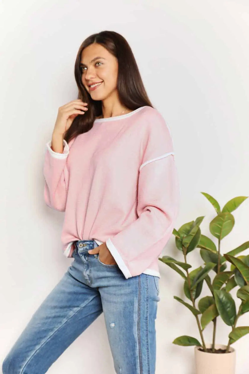 Angel Wings Contrast Detail Dropped Shoulder Sweatshirt  Style Ratio