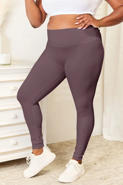 Double Take Wide Waistband Leggings Trendsi
