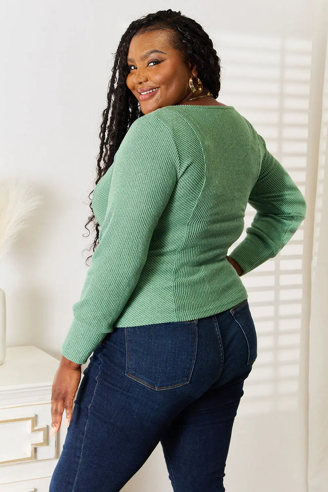 Basic Bae Scoop Neck Long Sleeve Top  Style Ratio