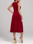 Round Neck Sleeveless Velvet A-Line Midi Dress  Style Ratio