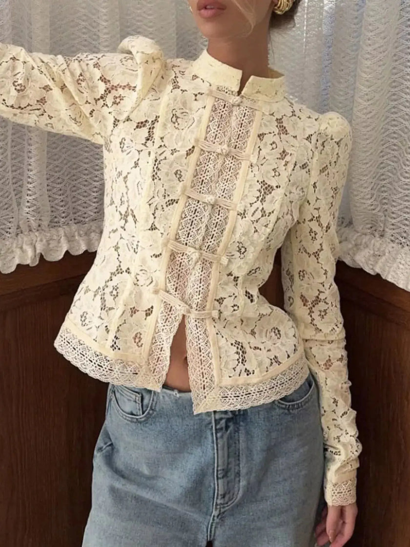 Lace Button-Up Shirt  Style Ratio