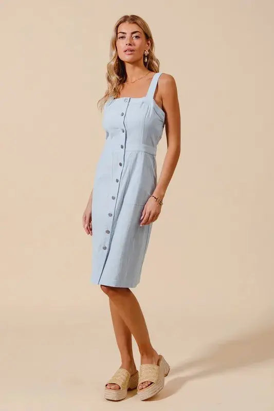 So Me Button Down Pocket Front Pinafore Dress  Style Ratio