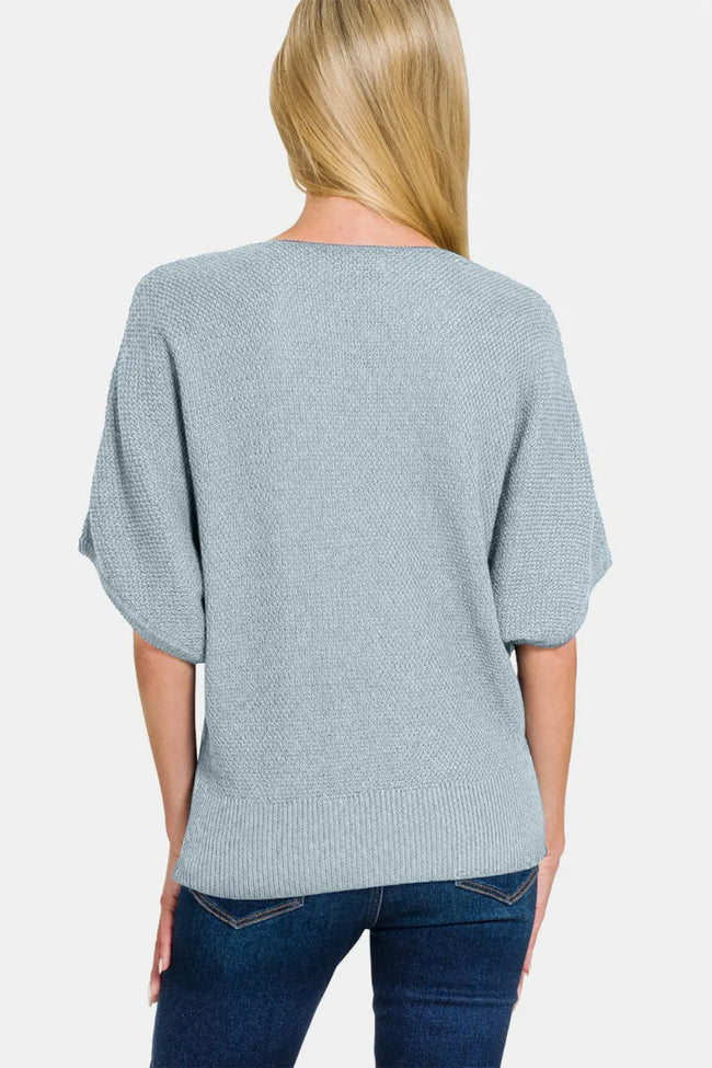 Zenana Short Sleeve Dolman Sweater Trendsi