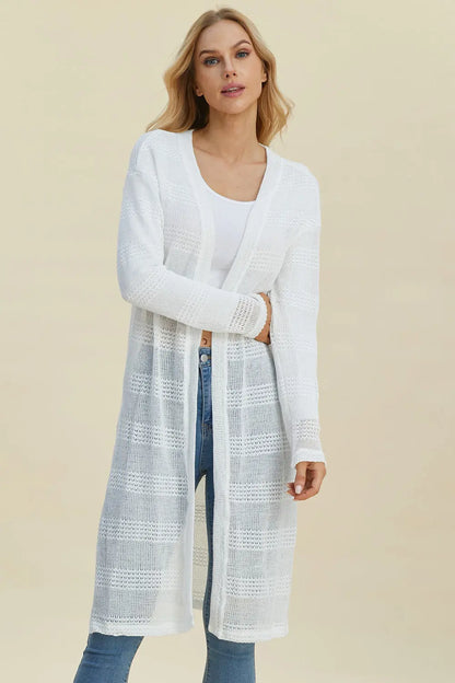Double Take Open Front Longline Cardigan Trendsi