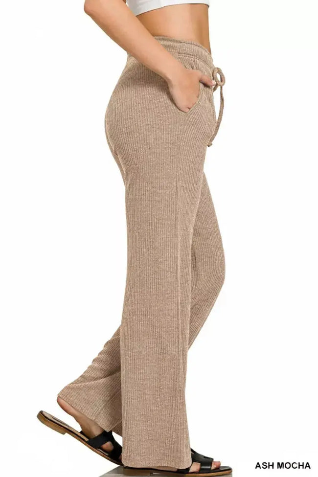Zenana Ribbed Drawstring Lounge Pants  Style Ratio