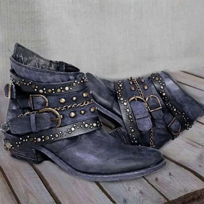 Studded Buckle Ankle Boots  Style Ratio