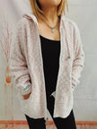 Zip Up Drawstring Long Sleeve Hooded Sweater  Style Ratio