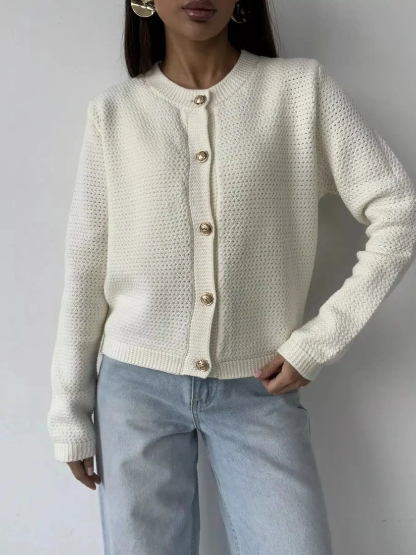 Button Up Texture Knit Cardigan  Style Ratio
