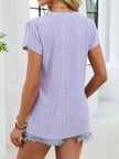 Eyelet Petal Sleeve V Neck Shirt  Style Ratio