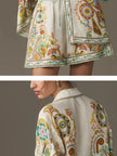 Printed Button Up Shirt and Shorts Set  Style Ratio
