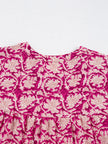 Floral Print Split Neck Pleated Long Sleeve Blouse  Style Ratio