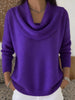 Drape Neck Long Sleeve Knit Top  Style Ratio