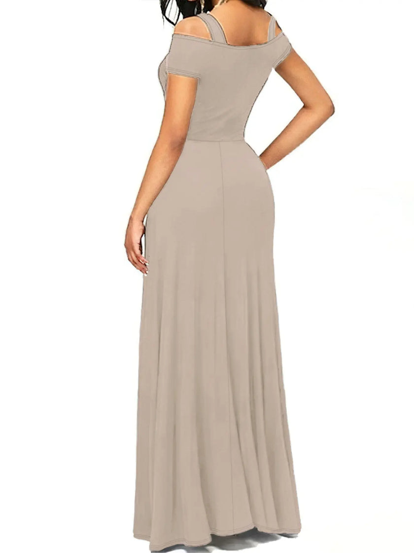 Elegant Off-Shoulder Slit Maxi Dress  Style Ratio
