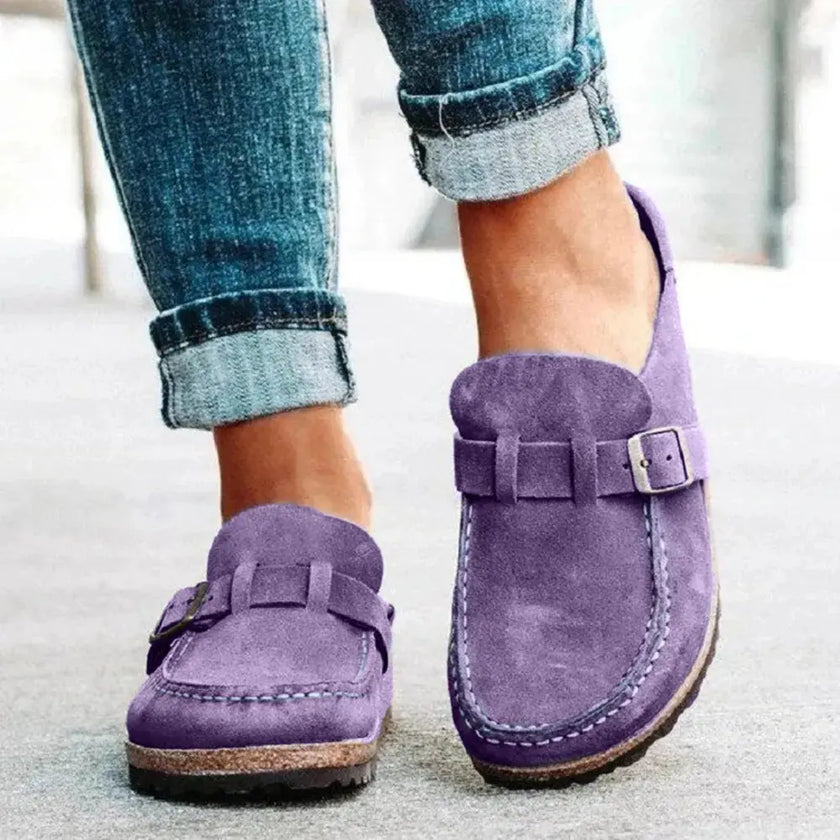 Round Toe Low Heel Buckle Loafers  Style Ratio