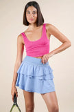 VERY J Riffled Tiered Layers Activewear Skirt with Shorts  Style Ratio