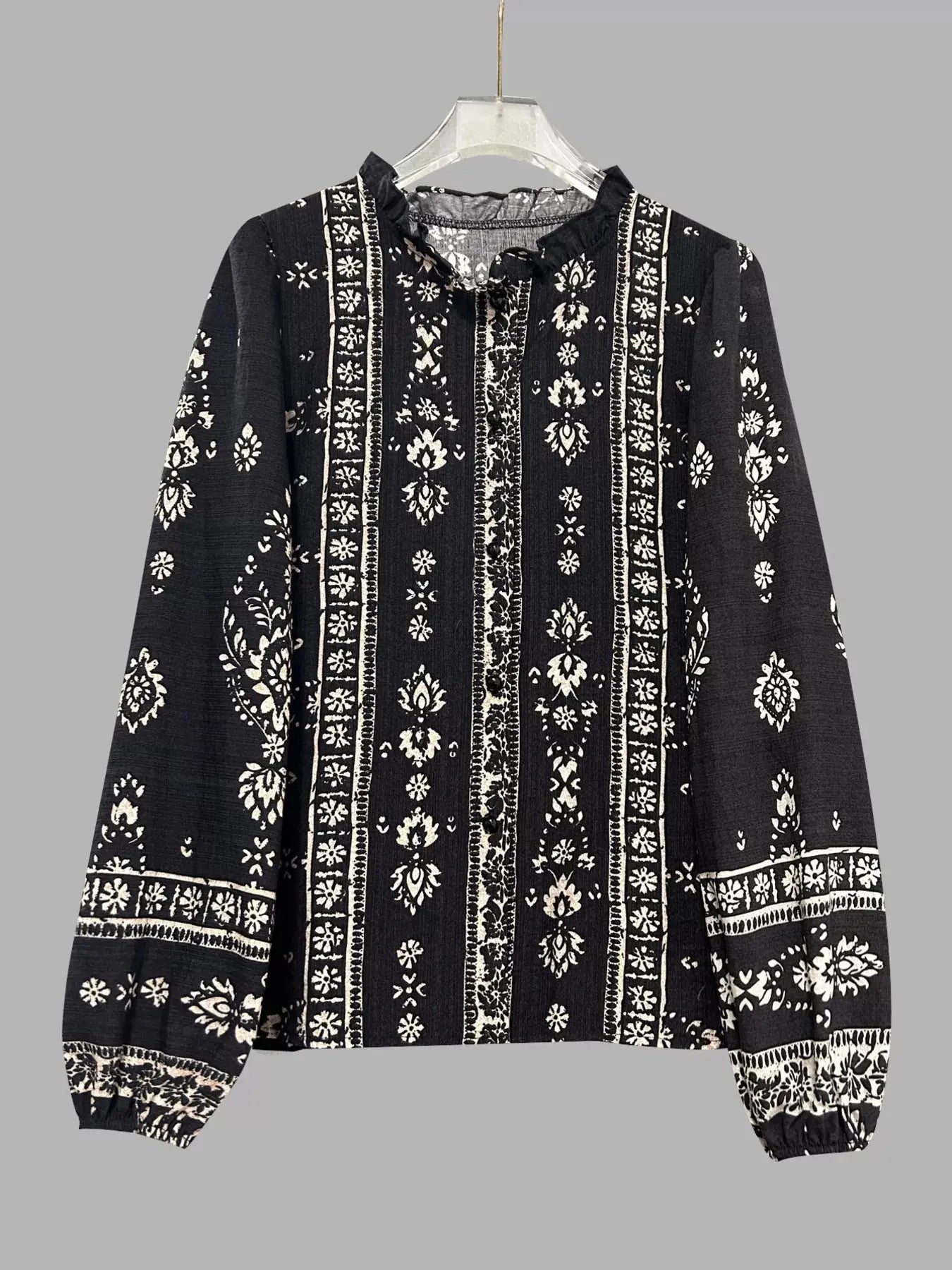 Printed Long Sleeve Blouse  Style Ratio