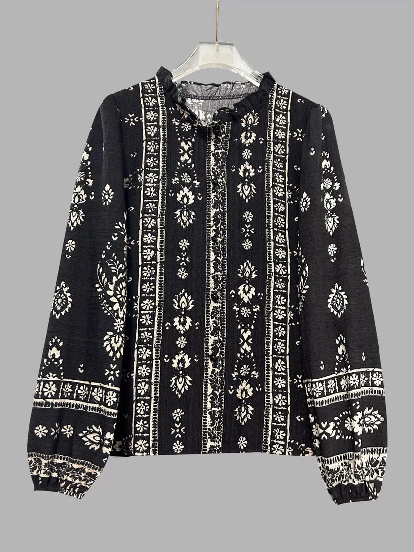 Printed Long Sleeve Blouse  Style Ratio