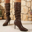 Pointed-Toe Stiletto Heel Knee-High Boots  Style Ratio