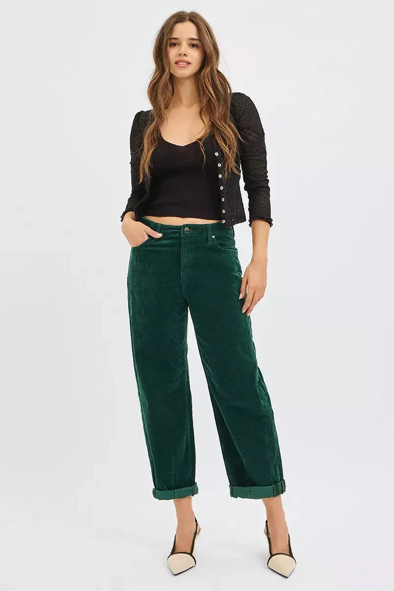 RISEN High Rise Crop Barrel Cordurory Pants  Style Ratio