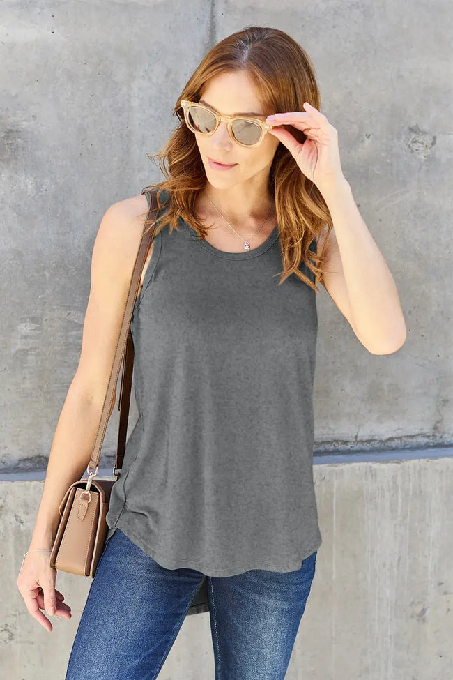 Basic Bae Full Size Round Neck Curved Hem Tank  Style Ratio