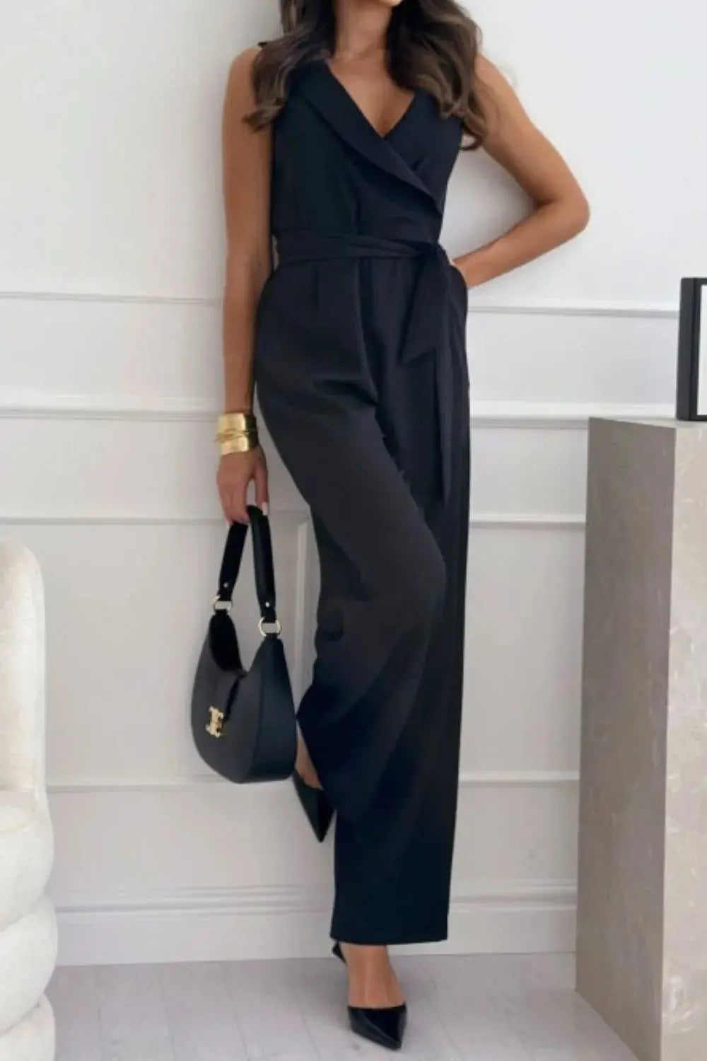 Surplice Sleeveless Jumpsuit  Style Ratio