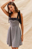 SO ME Houndstooth Fit Flare Mini Dress with Shoulder Tie  Style Ratio