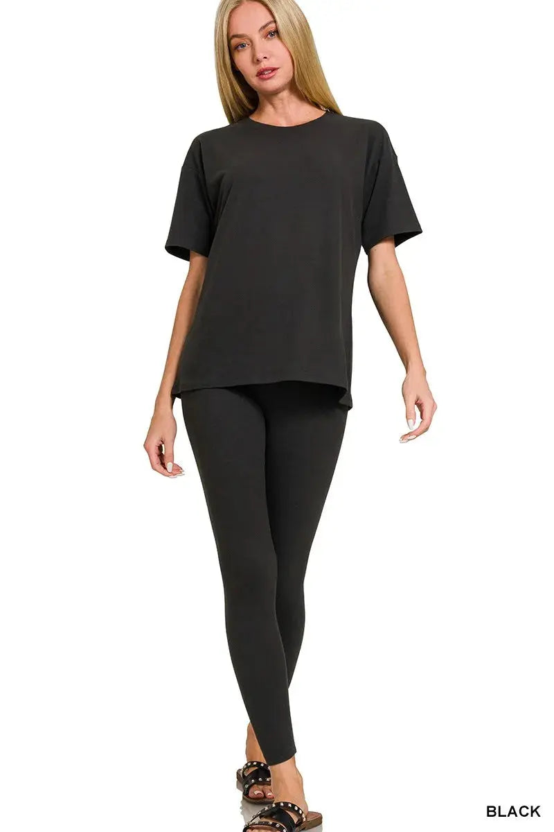 Zenana Full Size Brushed Dty Microfiber Short Sleeve Top and Pants Loungewear Set  Style Ratio