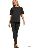 Zenana Full Size Brushed Dty Microfiber Short Sleeve Top and Pants Loungewear Set  Style Ratio
