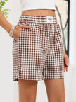 Gingham Elastic Waist Casual Shorts  Style Ratio