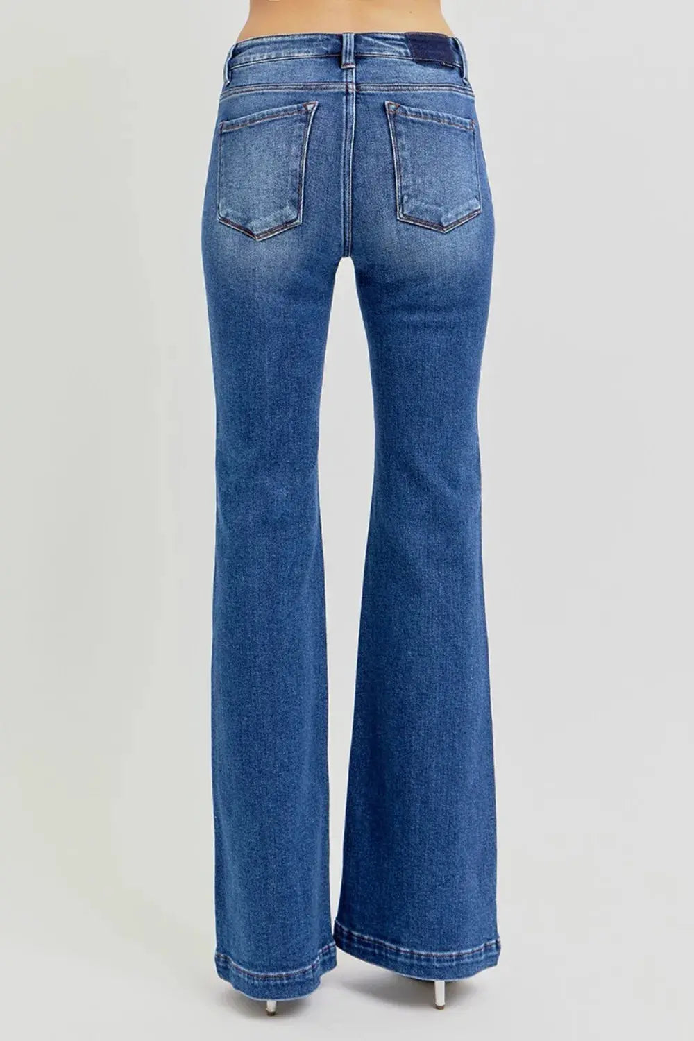 RISEN Full Size Low Rise Flare Jeans with Pockets  Style Ratio