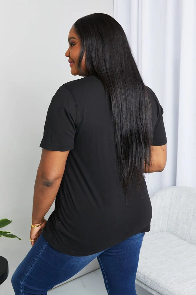 mineB Full Size Graphic Tunic Short Sleeve Shirt  Style Ratio