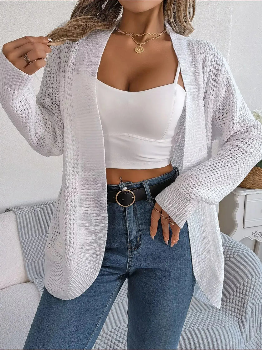 Chunky Knit Open Front Cardigan with Pockets  Style Ratio