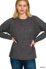 Zenana Ribbed Brushed Melange Hacci Sweatshirt  Style Ratio