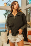 BiBi Vintage Washed Quilted Half Zip Top  Style Ratio