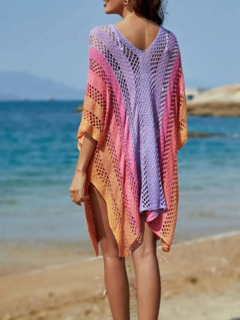 Rainbow Gradient Crochet Cover-Up  Style Ratio
