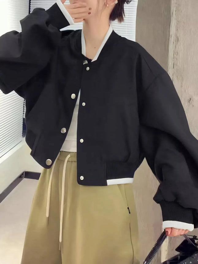 Casual Snap Down Cropped Jacket  Style Ratio