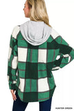 Zenana Plaid Drawstring Hooded Fleece Shacket  Style Ratio