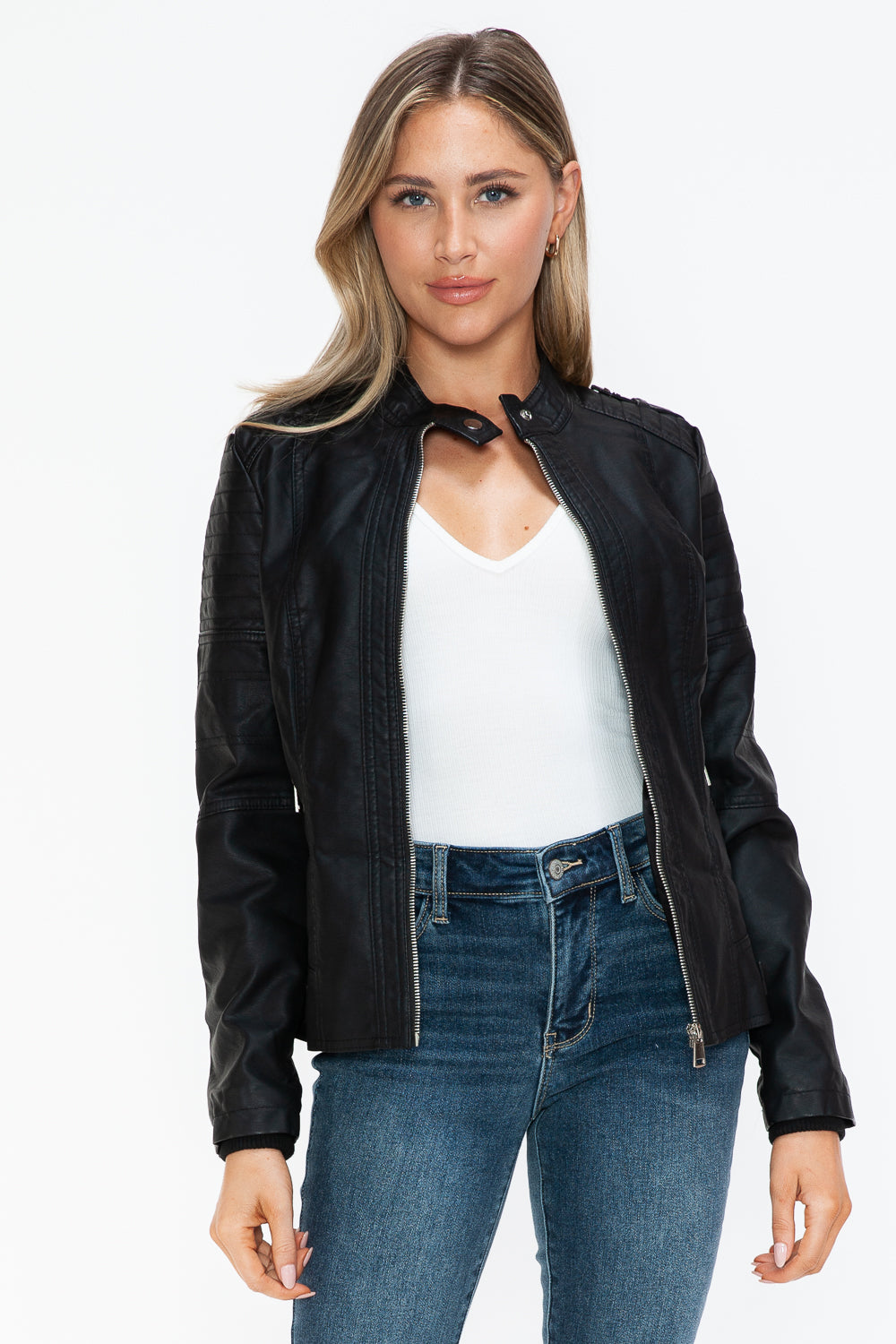 Biker Jacket with Side Zip Pockets