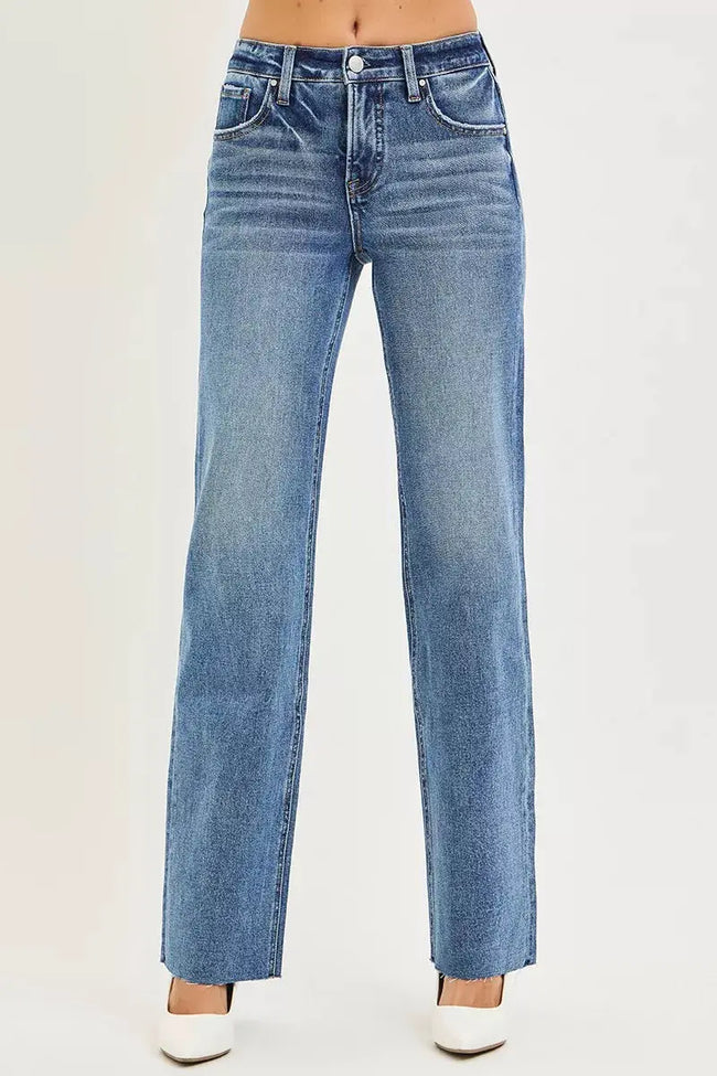 RISEN Tummy Control 4 Way Stretch Mid Rise Straight Jeans  Style Ratio