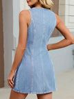Sleeveless Button-Front Denim Dress  Style Ratio