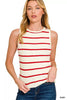 Zenana Round Neck Stripe Knit Tank Top  Style Ratio
