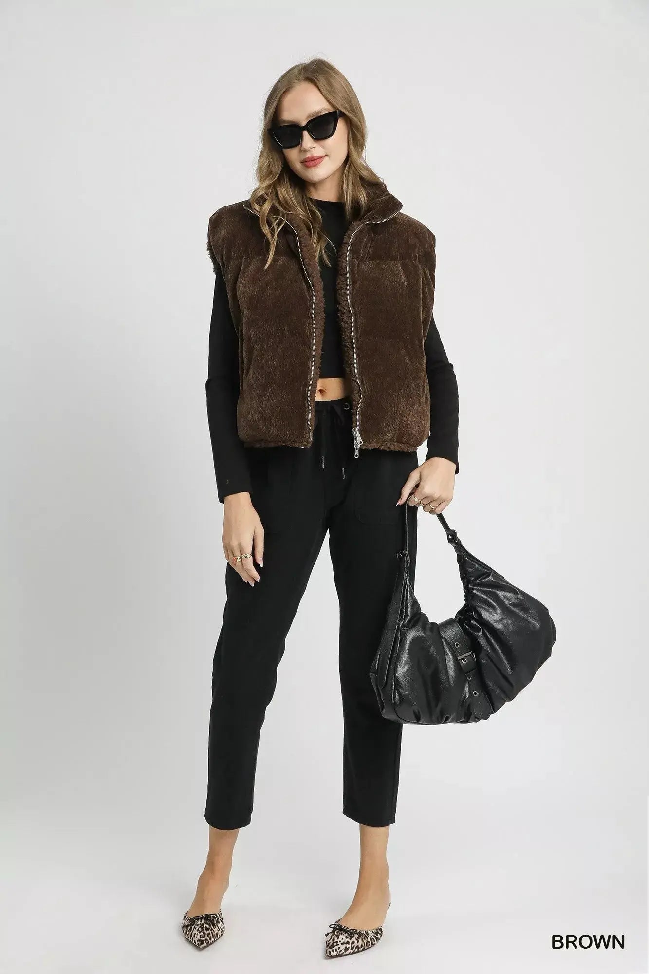 Umgee Sherpa-Lined Zip Vest with Drawstring Hem  Style Ratio