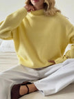 Mock Neck Dropped Shoulder Sweater  Style Ratio